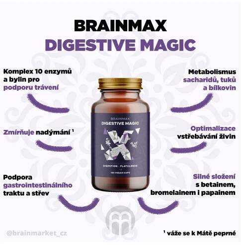 BrainMax Digestive Magic, Podpora trávení, 100 rostlinných kapslí - EXPIRACE 6/2024 | Interkontakt.store