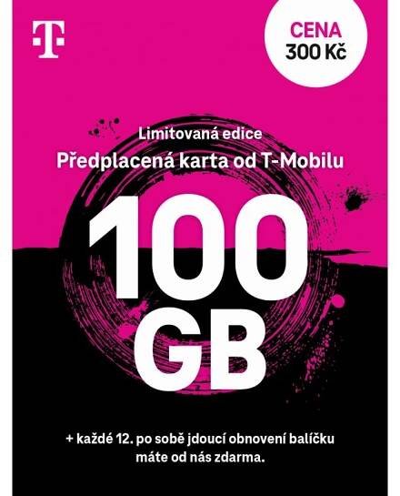 T-Mobile 100 GB jen za 300 Kč měsíčně dobíjecí SIM - LIMITOVANÁ EDICE DATOVÁ SIM
