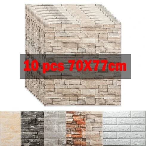 10ks 70*77cm 3d pěnová samolepka na zeď Panely Cihla Vodotěsná Lepicí Tapeta Obývací pokoj Ložnice Domov Dům Koupelna Dekor