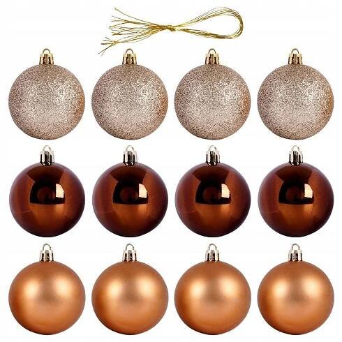 12x Vánoční Koule vánoční nerozbitné BURŠŤÁNSKÉ ZLATÉ kouličky Značka Home Styling Collection