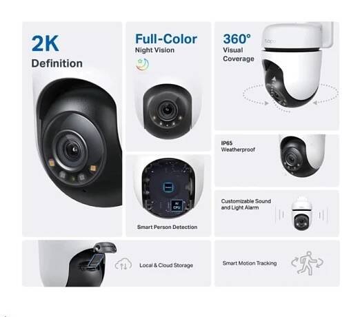 TP-Link Tapo Venkovní bezpečnostní kamera C510W, 3MP, 360°, IP65, Wi-Fi