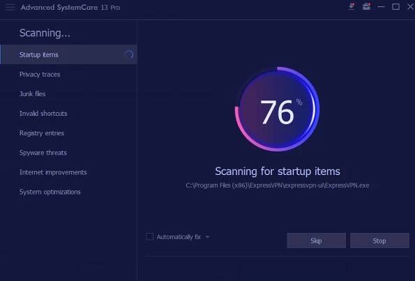 Skenovanie Iobit Advanced SystemCare Pro 13