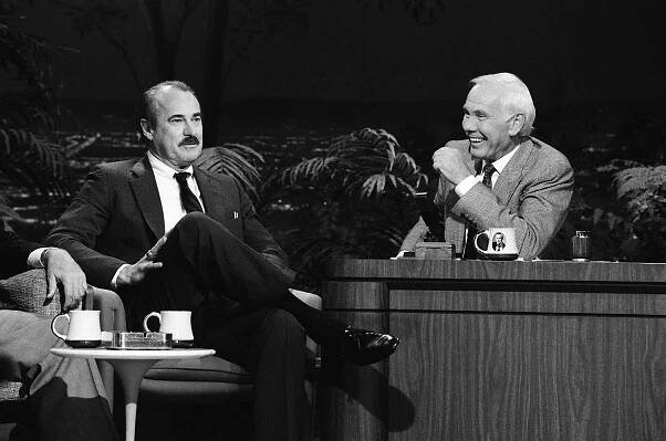 THE TONIGHT SHOW STARRING JOHNNY CARSON -- Pictured: (l-r) Actor Dabney Coleman during an interview with host Johnny Carson on April 25, 1991