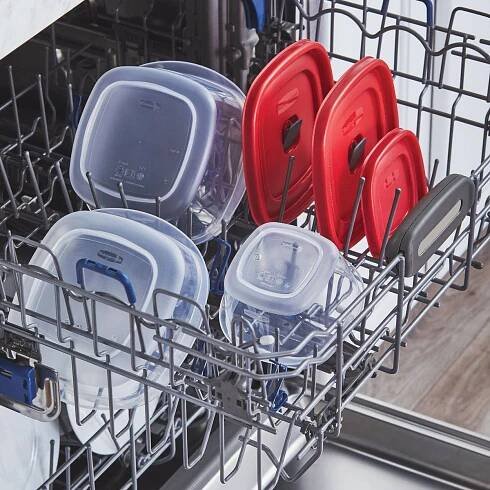 Rubbermaid 28pc Plastic Food Storage Container Set: Microwave & Freezer Safe, Dishwasher Safe, Red/Clear, 4 of 5