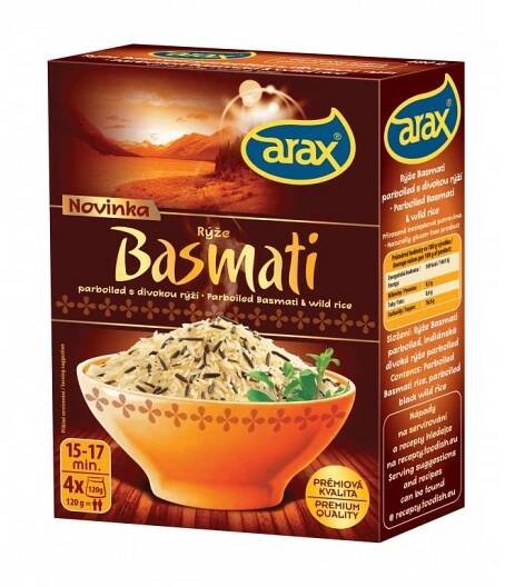 ARAX Varné sáčky - Rýže Basmati parboiled s indiánskou 480 g