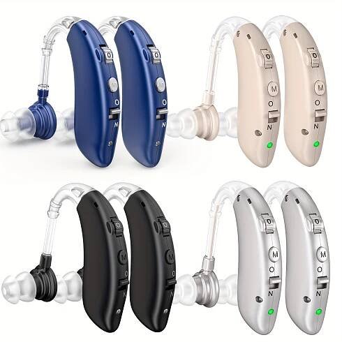 1 Pair * for Seniors & Adults with Noise Reduction, 48H *, USB Charging, * & Silicone Ear Caps - Lig