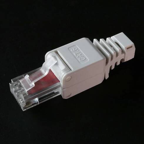 Bílá Rj45 Konektor bez nářadí Bez krimpovacího konektoru Zástrčka hlavy CCTV ethernetového kabelu