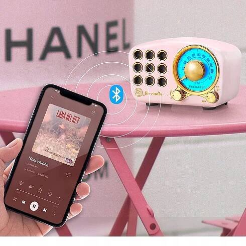 Kuchyňské rádio FM Feegar RETRO Pink Přenosné síťové Bluetooth 10h SD AUX Váha výrobku včetně jednotkového obalu 0.35 kg