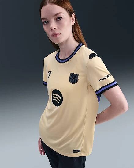 Replika dámského venkovní fotbalového dresu Kobe Dri-FIT FC Barcelona Stadium 2025/26 - Team Gold/Team Gold/Persian Violet/Černá