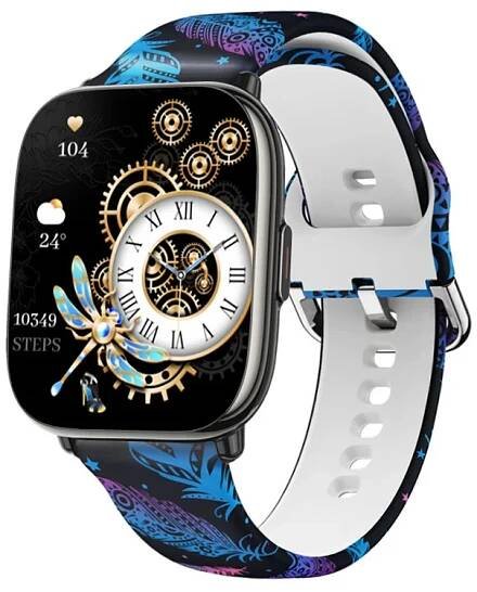 Chytré hodinky Madvell Nova s bluetooth voláním černá s silikonovým řemínkem peříčka