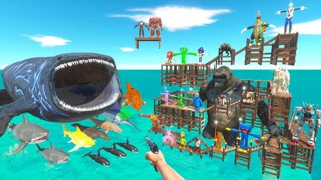 Parkour ZigZag Hunting Giant King Kong and Fights Sea Monsters - Animal Revolt Battle Simulator