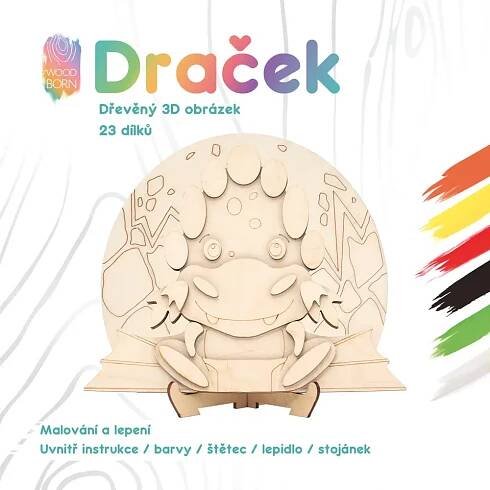 Dráček – Dřevěná 3D omalovánka