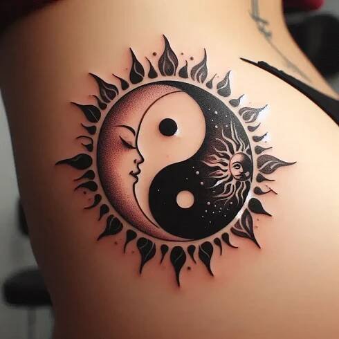 Sun And Moon Tattoo Meaning: Tattoo Design for Females 8