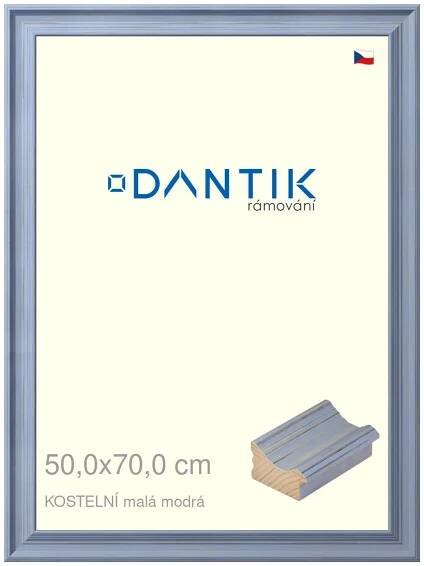 DANTIK rámeček na obraz 50x70 | KOSTELNÍ malá modrá (Plexi Čiré)