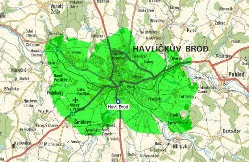 Mux 1 - pokrytí Havlíčkův Brod ul. Údolní