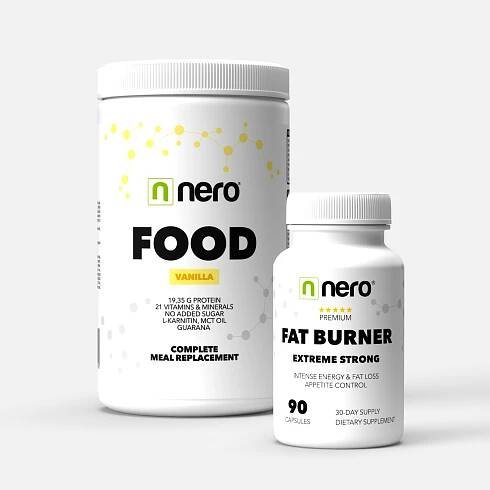 Výhodná sada - Spalovač tuku a funkční zdravá strava Nero FOOD