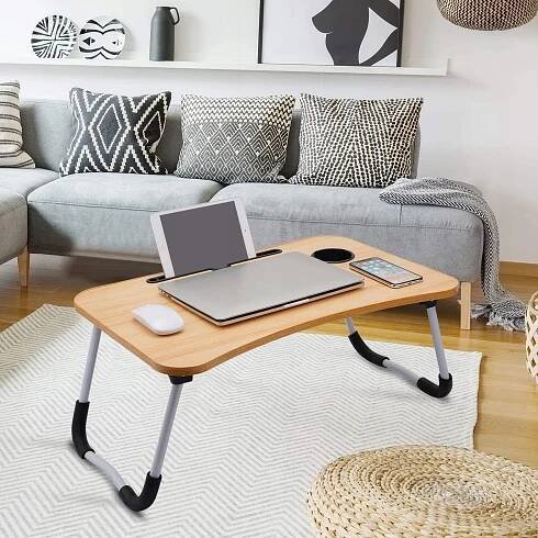 SKLÁDACÍ STOLEK POD NOTEBOOK, STOJAN NA POSTEL, MOBILNÍ SNÍDAŇOVÝ STOJAN Kód výrobce LFD-6040-WOOD
