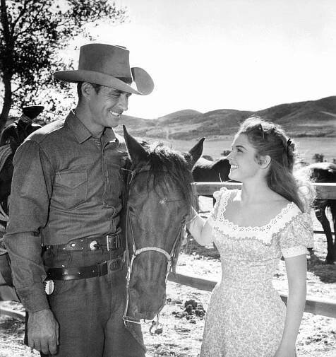 Luana Patten Smiles At Jock Mahoney In 'Joe Dakota', 1957.
