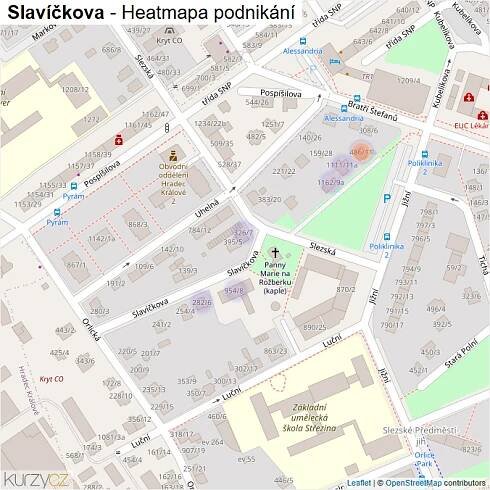 Mapa Slavíčkova - Firmy v ulici.