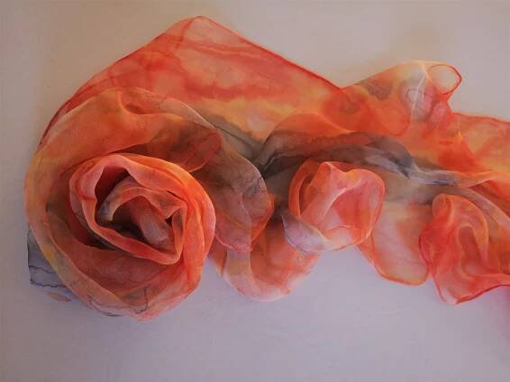 Originální hedvábná šála - Mandarine red
