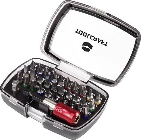 TOOLCRAFT 1613599 sada bitů, 32dílná, plochý, křížový PH, křížový PZ, inbus, T profil s otvorem, profil T, 1/4 (6,3 mm)