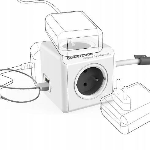 Cubenest PowerCube Original, 5 zásuvek, šedá Značka ostatní