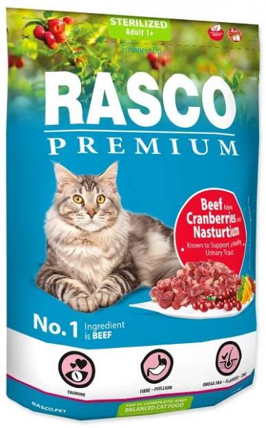 Rasco Premium Sterilized Hovězí s brusinkou a lichořeřišnicí granule 400 g