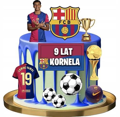 VÝTISK FC BARCELONA YAMAL NA DORT CUKROVÁ DEKORACE HMOTA + TEXT