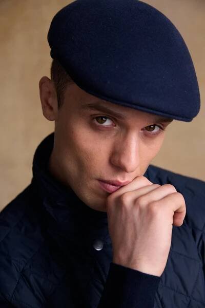 Galway Felt Flat Cap - Navy