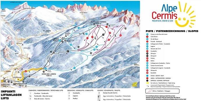 Alpe Cermis - mapa sjezdovek