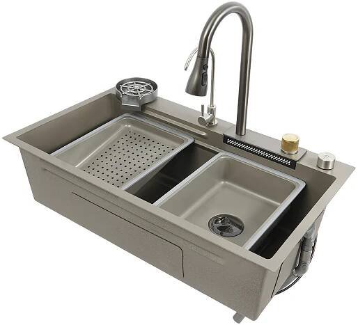 Kuchyňský dřez Nerezový multifunkční dřez s vodopádem Vestavný dřez pro domácí kuchyně, restaurace, hotely