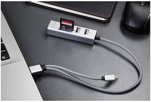 Hub 3x USB 2.0 se čtečkou paměťových karet USB-C OTG | YHC 103SR | Yenkee