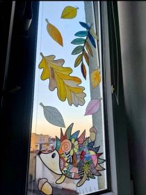 Oboustranná podzimní výzdoba na okno - Předškoláci - omalovánky, pracovní listy