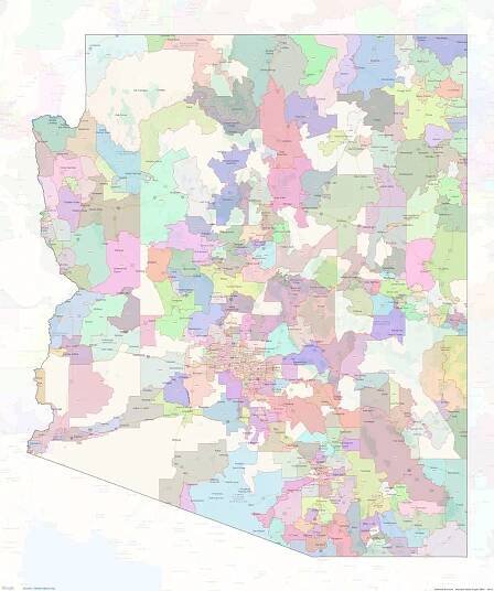 Arizona ZIP Codes Map thumbnail