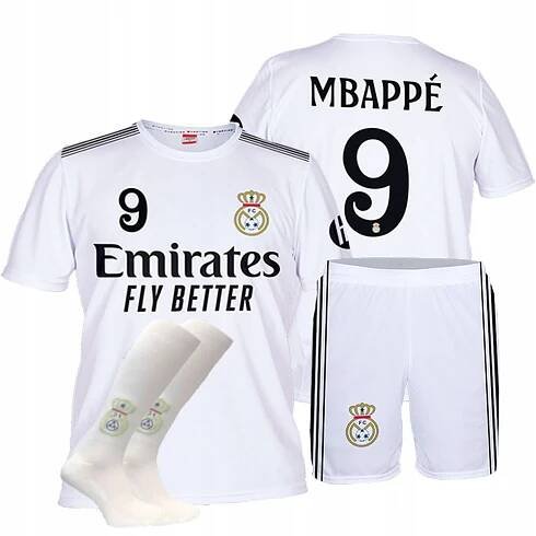 MBAPPE REAL MADRID FOTBALOVÉ OBLEČENÍ Komplet TRIČKO + KRAŤASY + ŠTULPNY 116