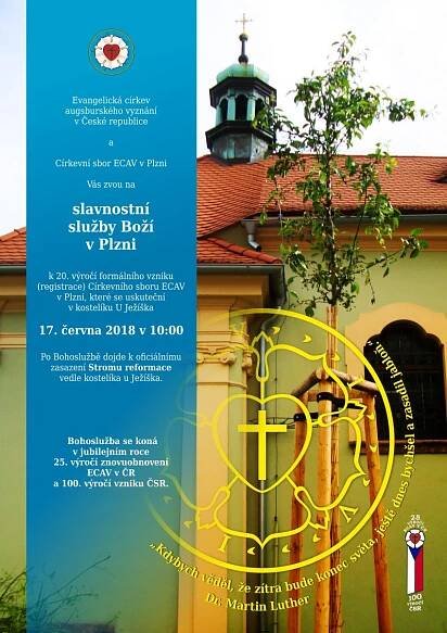 Slavnostní služby Boží v Plzni se zasazením Stromu reformace – ECAV v ČR
