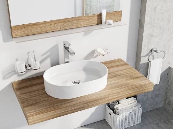 Umyvadlo Ceramic Slim O 55, bez otvoru pro baterii, bez přepadu, bílá