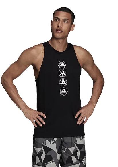 Pánské tílko adidas  Run Logo Tank Black