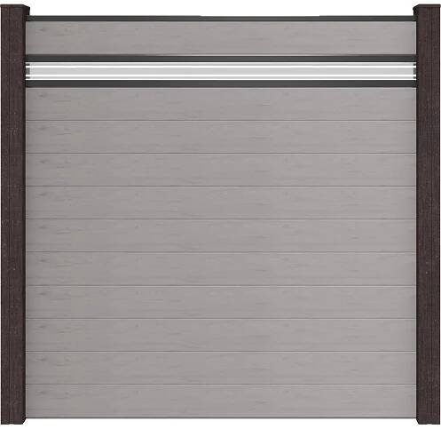 GroJaSolid Plotový panel bez sl., sklo 15 cm, Stone Grey, 180 x 180 cm