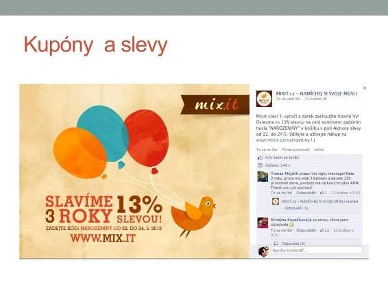 Kupóny a slevy
 