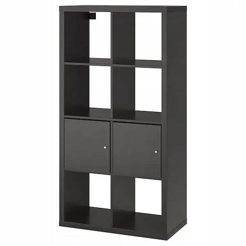 IKEA KALLAX Regál s dvířky, černohnědá, 77x147cm