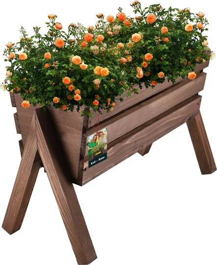 KOTARBAU® Květinový truhlík na nožičkách 40,5 x 18 x 28,5 cm Hnědý balkonový vyvýšený