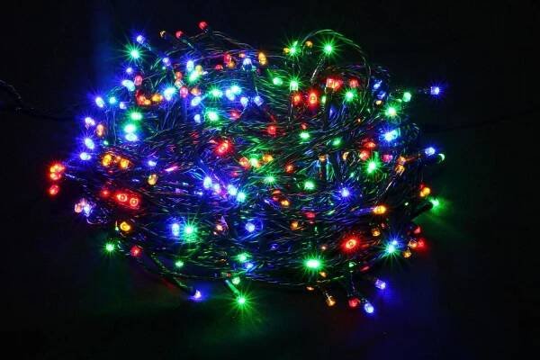 Svíčky venkovní 180 LED barevné, řetěz 14,3m+5m kabel