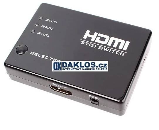 HDMI slučovač / přepínač s dálkovým ovladačem - 3 porty - HDTV - 1080p s externím přijímačem