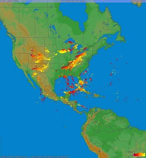 Mapa blesků North America 28.09.2025 08:14:35 UTC