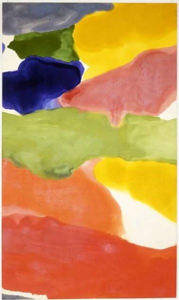 an abstract painting with different colors and shapes