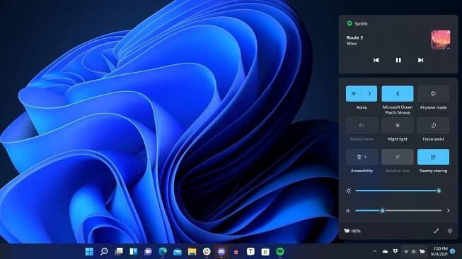The new Quick Actions panel absorbs common controls for volume adjustment and Wi-Fi connections, and can play and pause media.