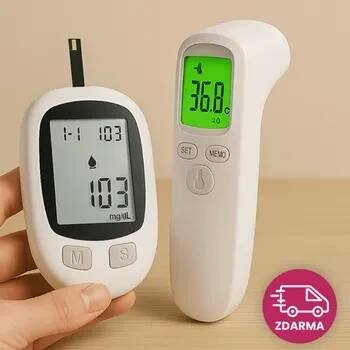 Digitální glukometr + bezkontaktní teploměr