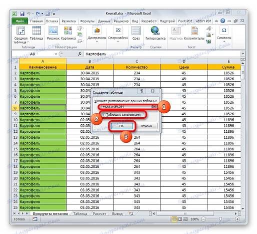 Okno s tabulkou v aplikaci Microsoft Excel