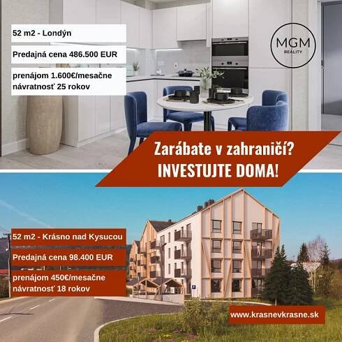 Zarábate v zahraničí? Investujte doma! - MGM Reality - Realitné centrum